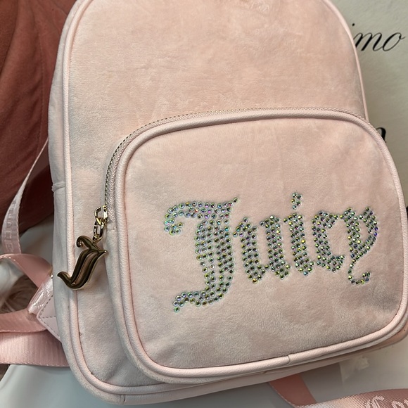 JUICY COUTURE BABY PINK VELVET BACKPACK π - Picture 9 of 11